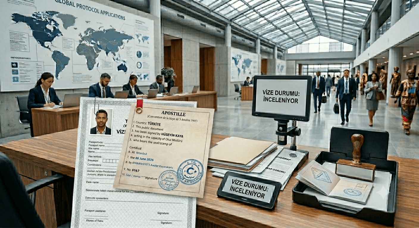 Apostille şerhi, resmi mühür ve ıslak imza içeren apostil onaylı belge görseli.